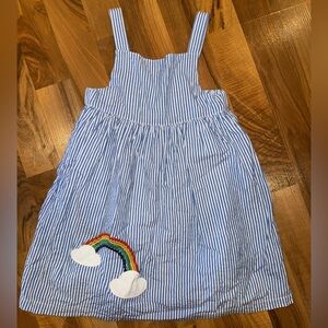 Frugi SZ 4-5y‎ blue stripe lined rainbow embroidered appliqué summer organic